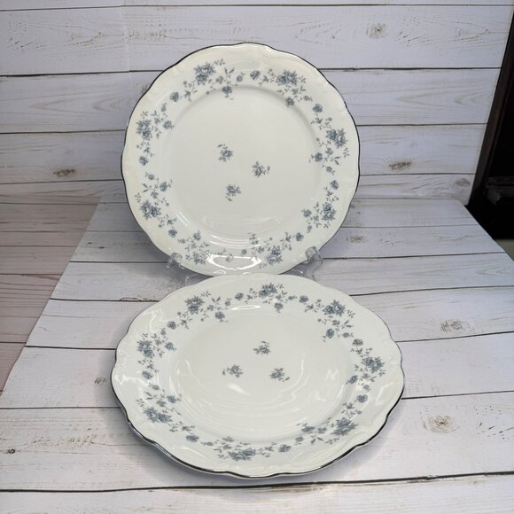 Johann Haviland Blue Garland 10" Dinner Plates Bavaria Germany Platinum Lot of 2 - Picture 2 of 9